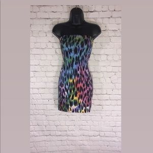 Animal print multicolor tube dress